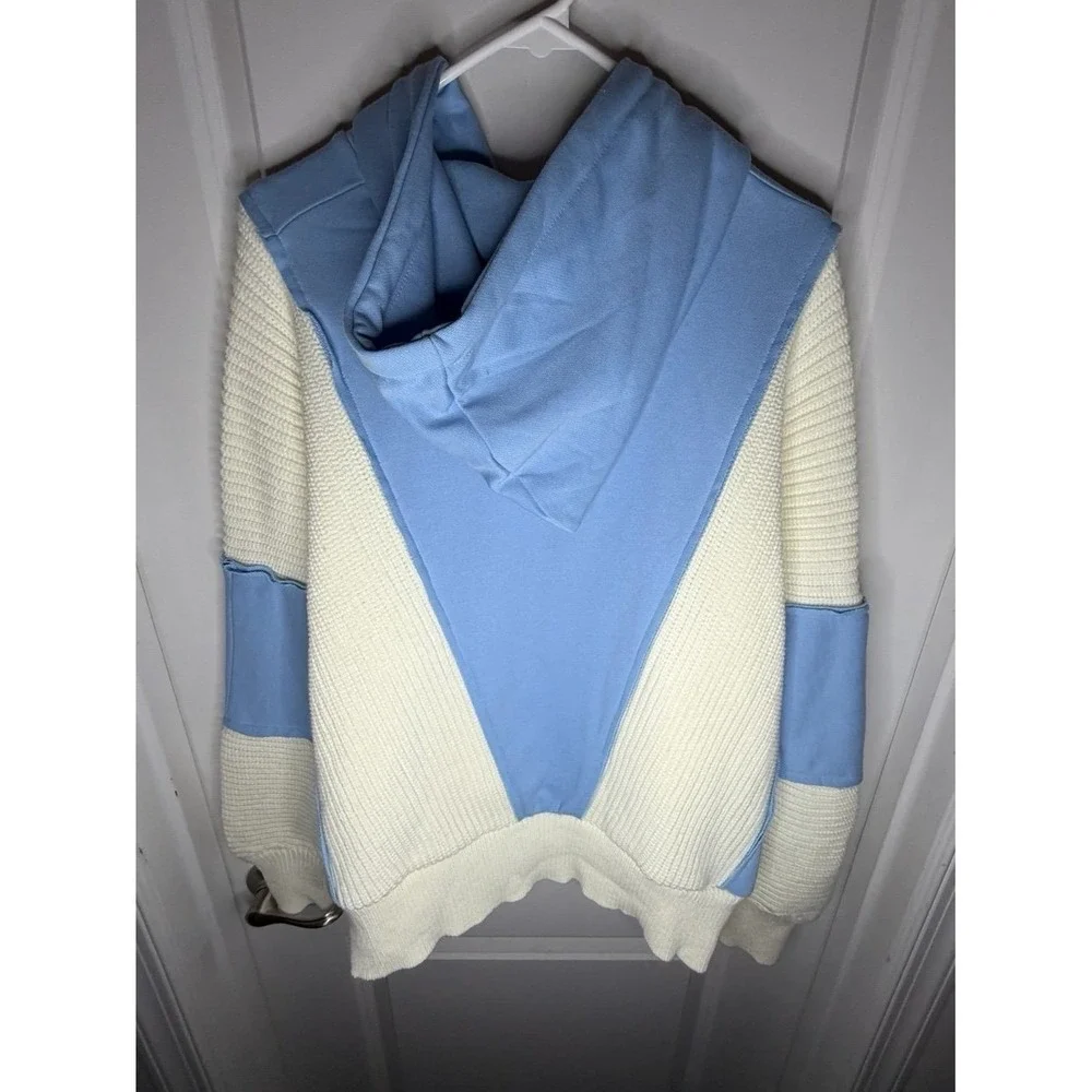 AndTheWhy Blue White Knitted‎ Cream White Baby Blue Sweatshirt Hoodie Brand New - Picture 4 of 4